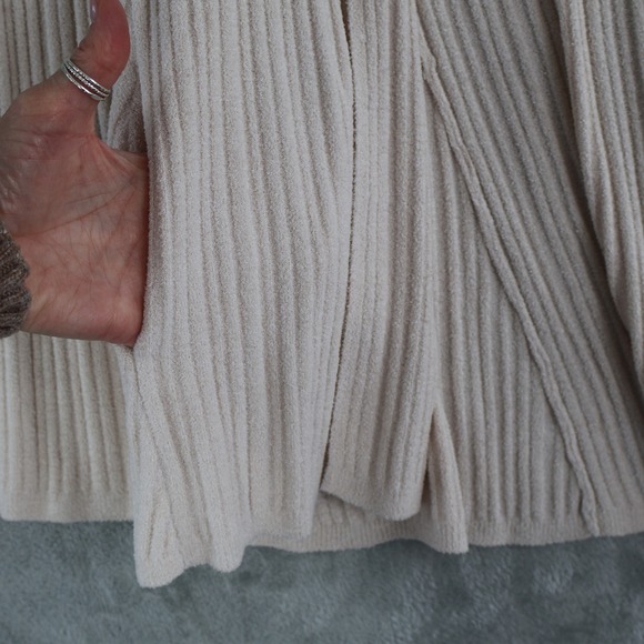 Barefoot Dreams CozyChic Ultra Lite Hooded Cardigan Womens S Cream Soft Lounge - Picture 8 of 16